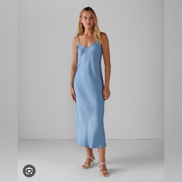 NWT! Club Monaco shiny slip dress, blue, size 00 - Picture 1 of 6